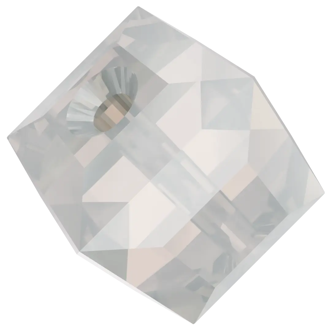 Serinity Crystal Beads Cube (5601) White Opal Shimmer B - Bluestreak Crystals