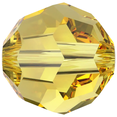 Swarovski Crystal Beads Round (5000) Light Topaz - Bluestreak Crystals