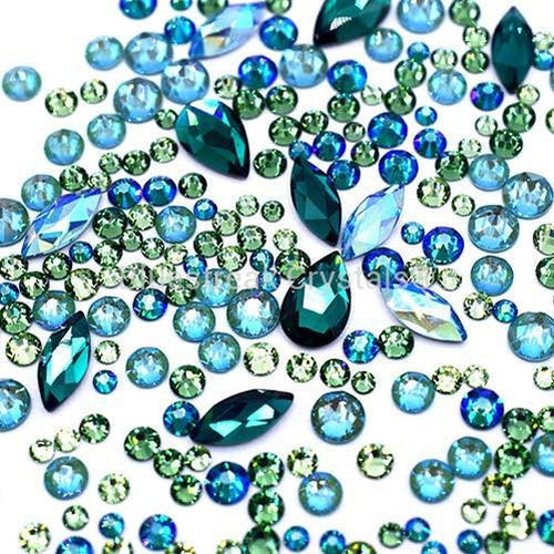 Blue Zircon Rhinestones Glass Non Hot Fix / Glue on Gems