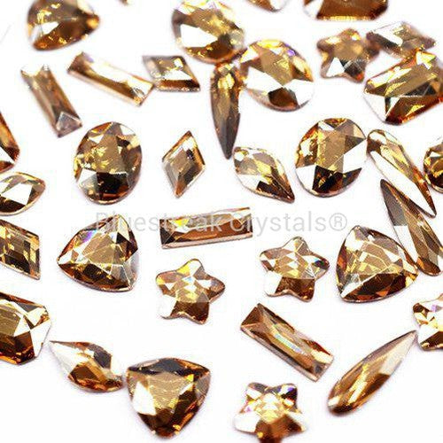 Serinity Rhinestones Non Hotfix Shapes Mix Crystal Golden Shadow-Serinity Flatback Rhinestones Crystals (Non Hotfix)-Bluestreak Crystals