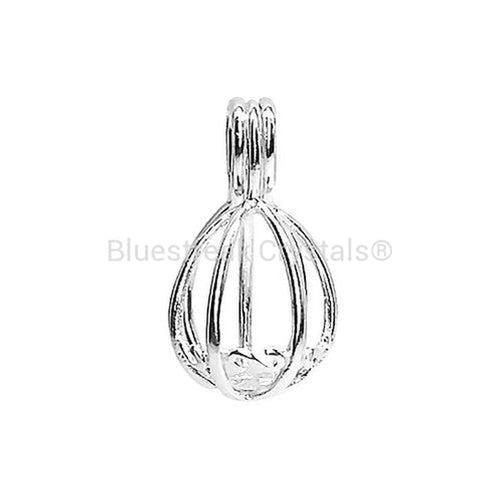 Silver Plated Cage Pendants-Findings For Jewellery-12mm - Pack of 1-Bluestreak Crystals