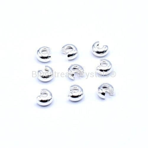Silver Plated Crimps Covers-Findings For Jewellery-3mm (END OF LINE) - Pack of 50-Bluestreak Crystals