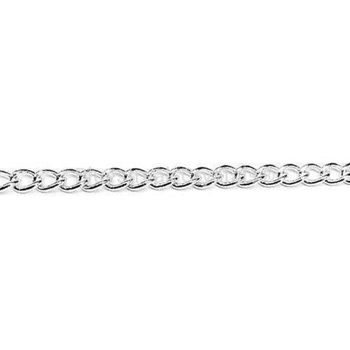 Silver Plated Finished Curb Chain-Findings For Jewellery-Bluestreak Crystals