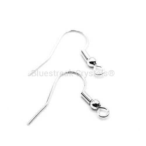 Silver Plated Fish Hook Ear Wires-Findings For Jewellery-20mm - Pack of 20 Pairs-Bluestreak Crystals