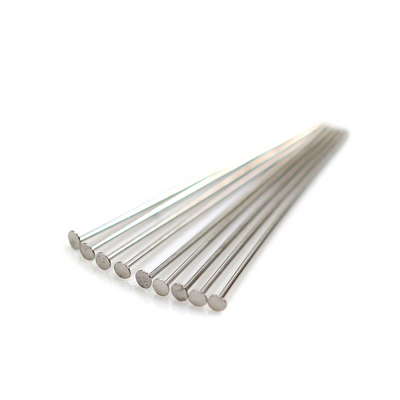 Silver Plated Flat End Headpins - Bluestreak Crystals