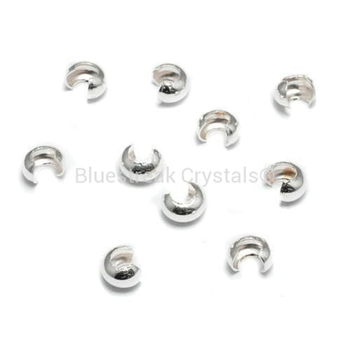 Sterling Silver (925) Crimp Covers-Findings For Jewellery-3mm - Pack of 10-Bluestreak Crystals