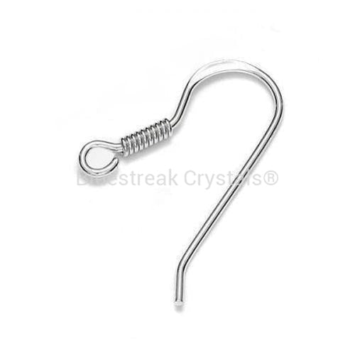 Flat Fish Hook Earring Wires with Spring Sterling Silver (Pair)