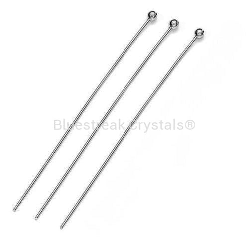 Sterling Silver (925) Headpins Ball End-Findings For Jewellery-2 inch - Pack of 10-Bluestreak Crystals