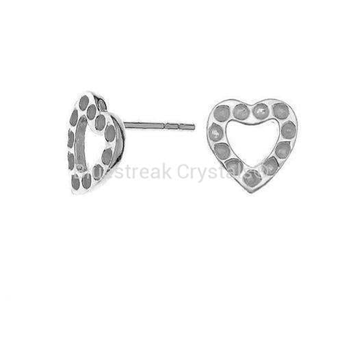 Sterling Silver (925) Heart Chaton Ear Posts-Findings For Jewellery-12mm - Pack of 1-Bluestreak Crystals