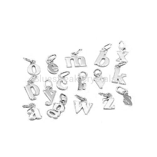Sterling Silver (925) Initial Charm Pendants (Lower Case)-Findings For Jewellery-a-Pack of 1-Bluestreak Crystals