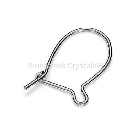 Sterling Silver (925) Kidney Wire Ear Wires-Findings For Jewellery-16mm - Pack of 1 pair-Bluestreak Crystals