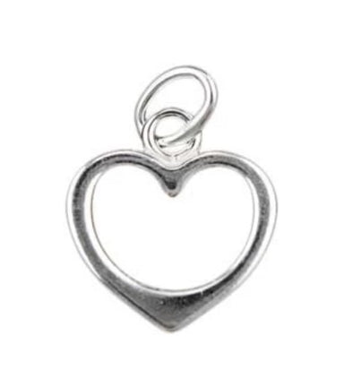 Sterling Silver (925) Open Heart Charm - Bluestreak Crystals