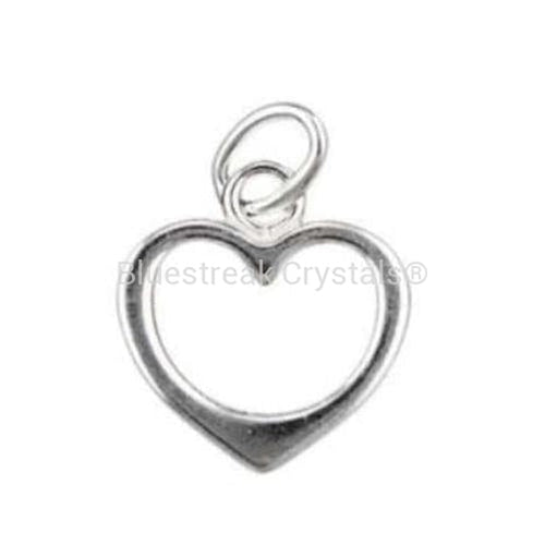 Sterling Silver (925) Open Heart Charm-Findings For Jewellery-10mm - Pack of 1-Bluestreak Crystals