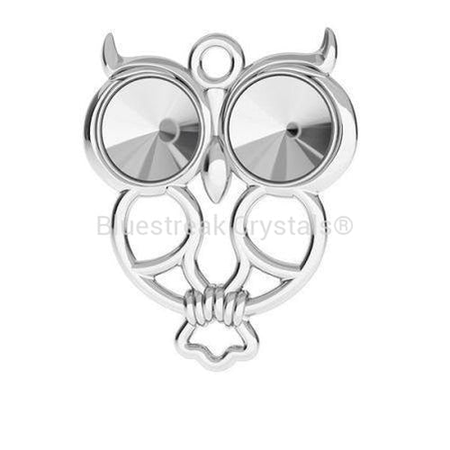 Sterling Silver (925) Owl Pendant Setting For Rivoli Chatons-Findings For Jewellery-21mm - Pack of 1-Bluestreak Crystals