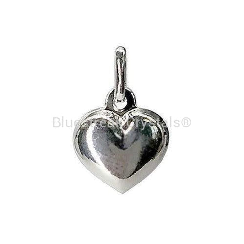 Sterling Silver (925) Puffed Heart Charm-Findings For Jewellery-12mm - Pack of 1-Bluestreak Crystals