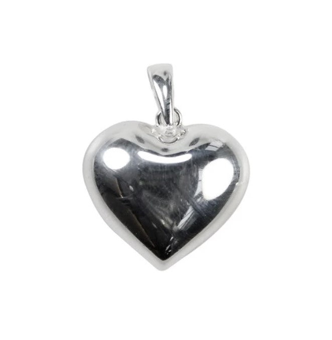 Sterling Silver (925) Puffed Heart Charm - Bluestreak Crystals