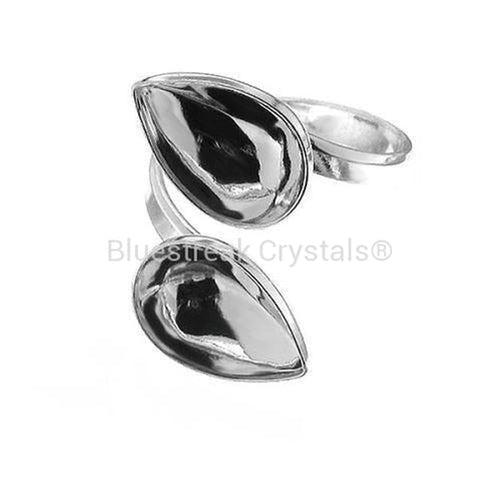 Sterling Silver (925) Ring for Pear Fancy Stone-Findings For Jewellery-10x7mm - Pack of 1-Bluestreak Crystals