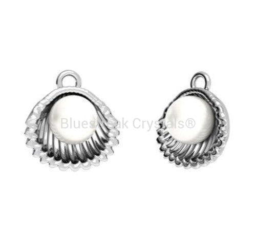 Sterling Silver (925) Shell Bail for Half Drilled 6mm Pearl-Findings For Jewellery-13mm - Pack of 1-Bluestreak Crystals