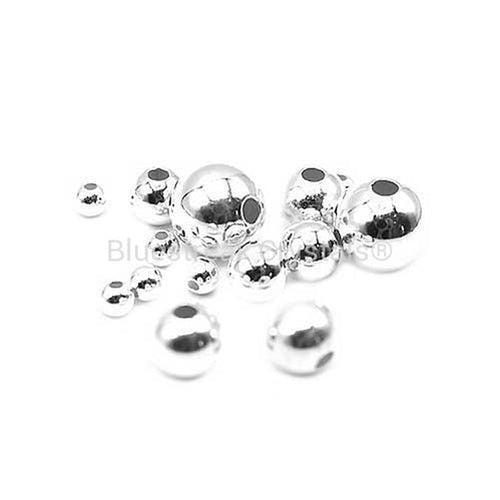 Sterling Silver (925) Smooth Round Beads-Findings For Jewellery-Bluestreak Crystals