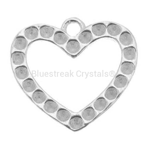 Sterling Silver Heart Pendant Setting for PP8 Chatons-Findings For Jewellery-15mm - Pack of 1-Bluestreak Crystals