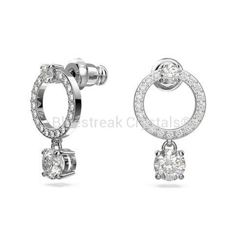 Swarovski Attract Hoop Earrings Round Cut White Rhodium Plated-Swarovski Jewellery-Bluestreak Crystals