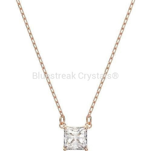 Swarovski Attract Necklace Square Cut White Rose Gold-Tone Plated-Swarovski Jewellery-Bluestreak Crystals