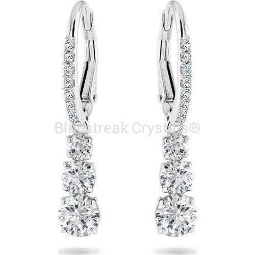 Swarovski Attract Trilogy Hoop Earrings Round Cut White Rhodium Plated-Swarovski Jewellery-Bluestreak Crystals