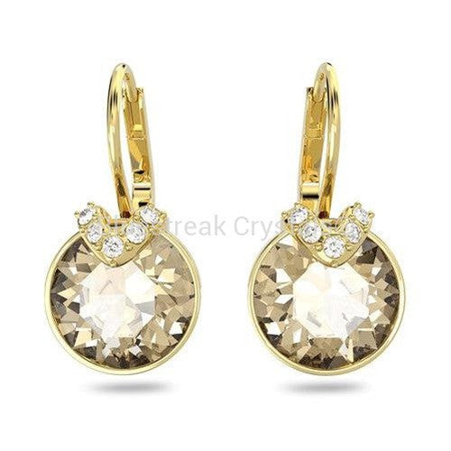 Swarovski Bella V Drop Earrings Round Cut Gold Gold-Tone Plated-Swarovski Jewellery-Bluestreak Crystals
