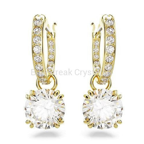 Swarovski Constella Drop Earrings Round Cut White Gold-Tone Plated-Swarovski Jewellery-Bluestreak Crystals