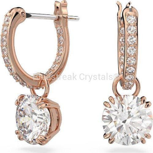Swarovski Constella Drop Earrings Round Cut White Rose Gold-Tone Plated-Swarovski Jewellery-Bluestreak Crystals