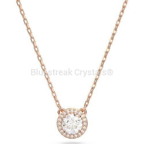 Swarovski Constella Pendant Round Cut Pave White Rose Gold-Tone Plated-Swarovski Jewellery-Bluestreak Crystals