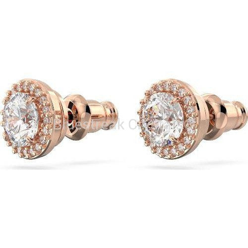 Swarovski Constella Stud Earrings Round Cut Pave White Rose Gold-Tone Plated-Swarovski Jewellery-Bluestreak Crystals