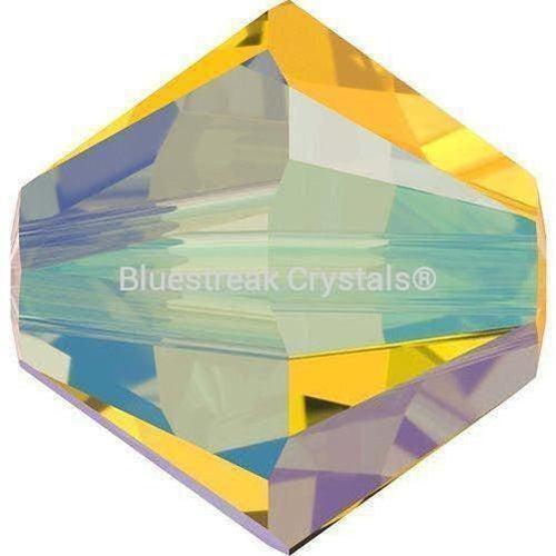 Swarovski Crystal Beads Bicone (5328) Light Topaz Shimmer 2X-Swarovski Crystal Beads-3mm - Pack of 25-Bluestreak Crystals