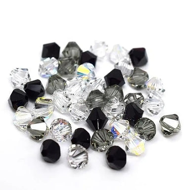 Swarovski Crystal Beads Bicone Mix (5328) Black & Crystal - Bluestreak Crystals
