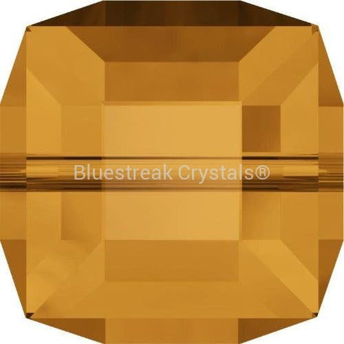 Swarovski Crystal Beads Cube (5601) Topaz-Swarovski Crystal Beads-4mm - Pack of 5-Bluestreak Crystals