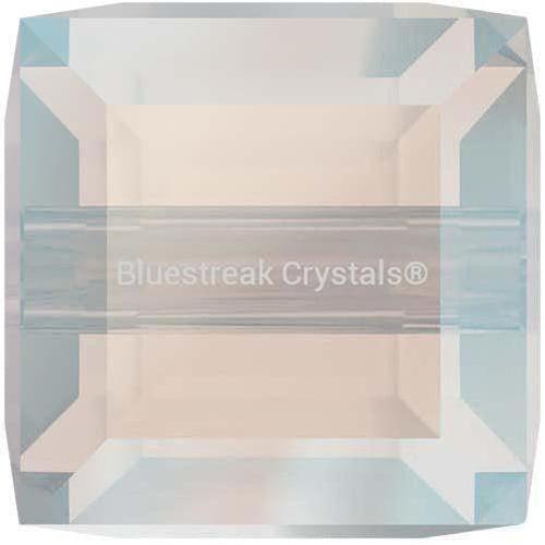 Swarovski Crystal Beads Cube (5601) White Opal Shimmer-Swarovski Crystal Beads-4mm - Pack of 5-Bluestreak Crystals