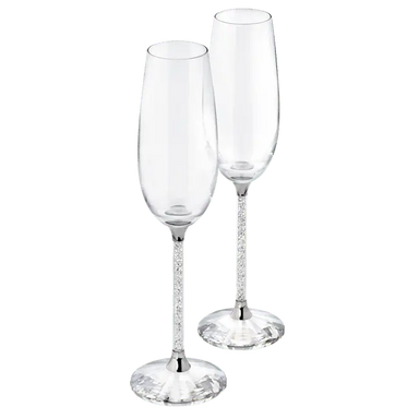 Swarovski Crystalline Toasting Flutes Silver Tone (Set of 2) - Bluestreak Crystals