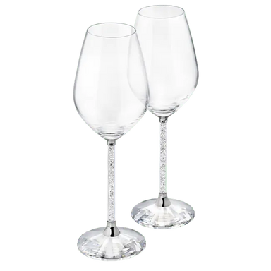Swarovski Crystalline Wine Glasses Silver Tone (Set of 2) - Bluestreak Crystals