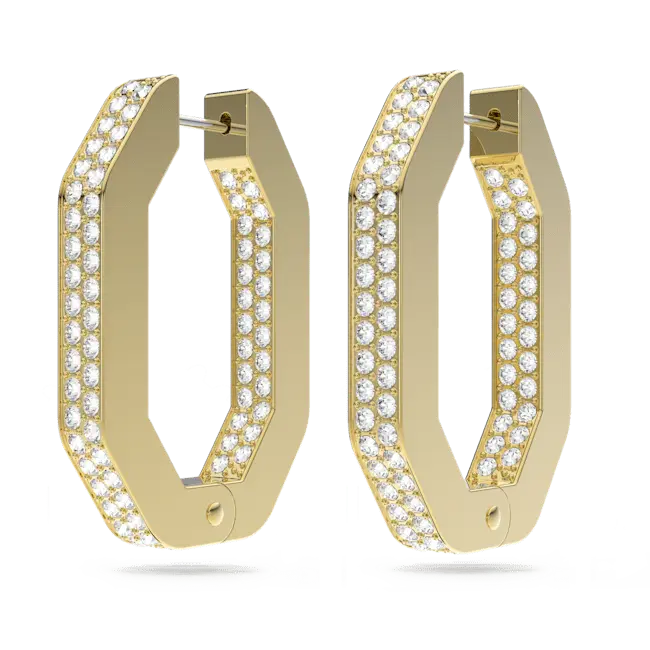 Swarovski Dextera Hoop Earrings Octagon Medium White Gold-Tone Plated - Bluestreak Crystals