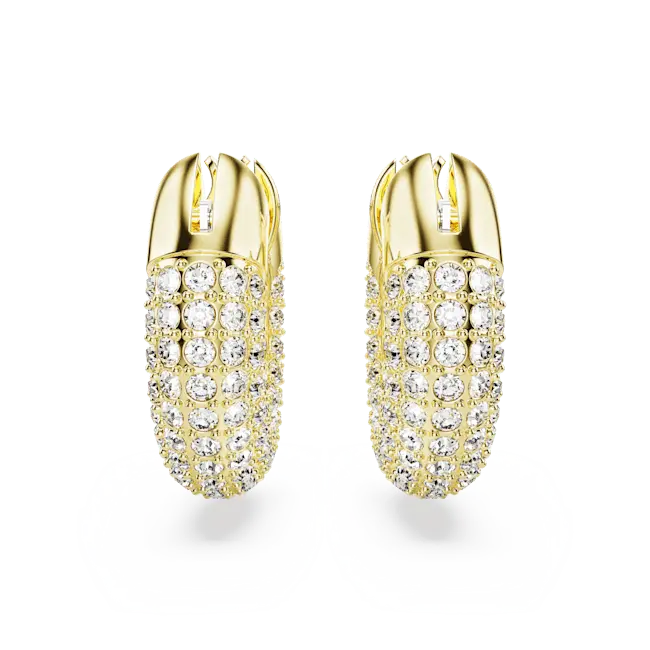 Swarovski Dextera Hoop Earrings Small White Gold-Tone Plated - Bluestreak Crystals