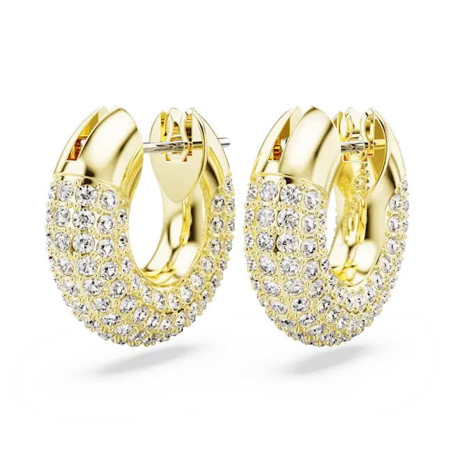 Swarovski Dextera Hoop Earrings Small White Gold-Tone Plated - Bluestreak Crystals