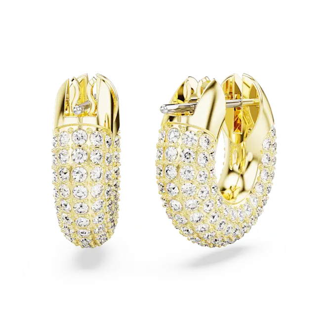 Swarovski Dextera Hoop Earrings Small White Gold-Tone Plated - Bluestreak Crystals