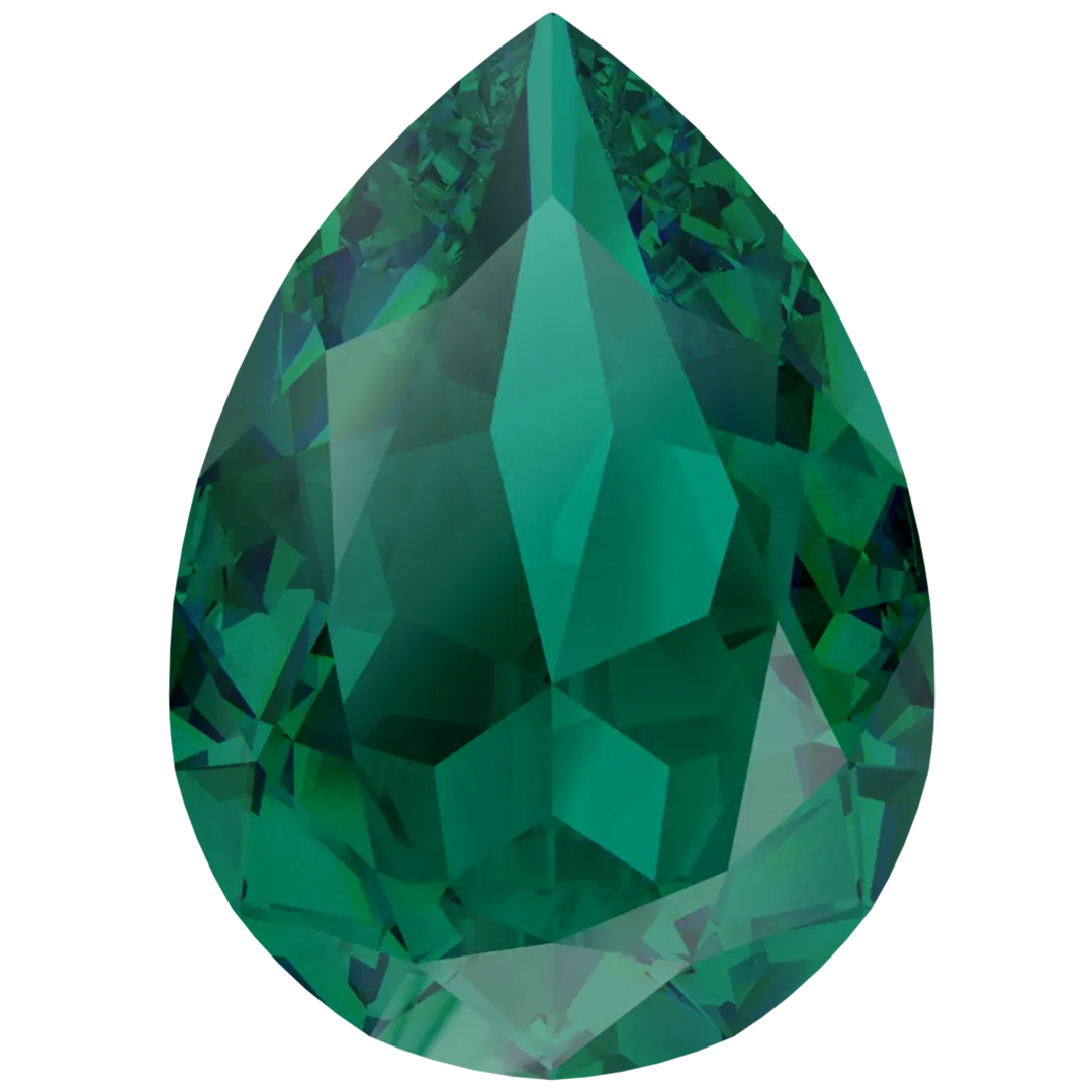 Swarovski Fancy Stones Pear (4320) Emerald Ignite UNFOILED - Bluestreak Crystals