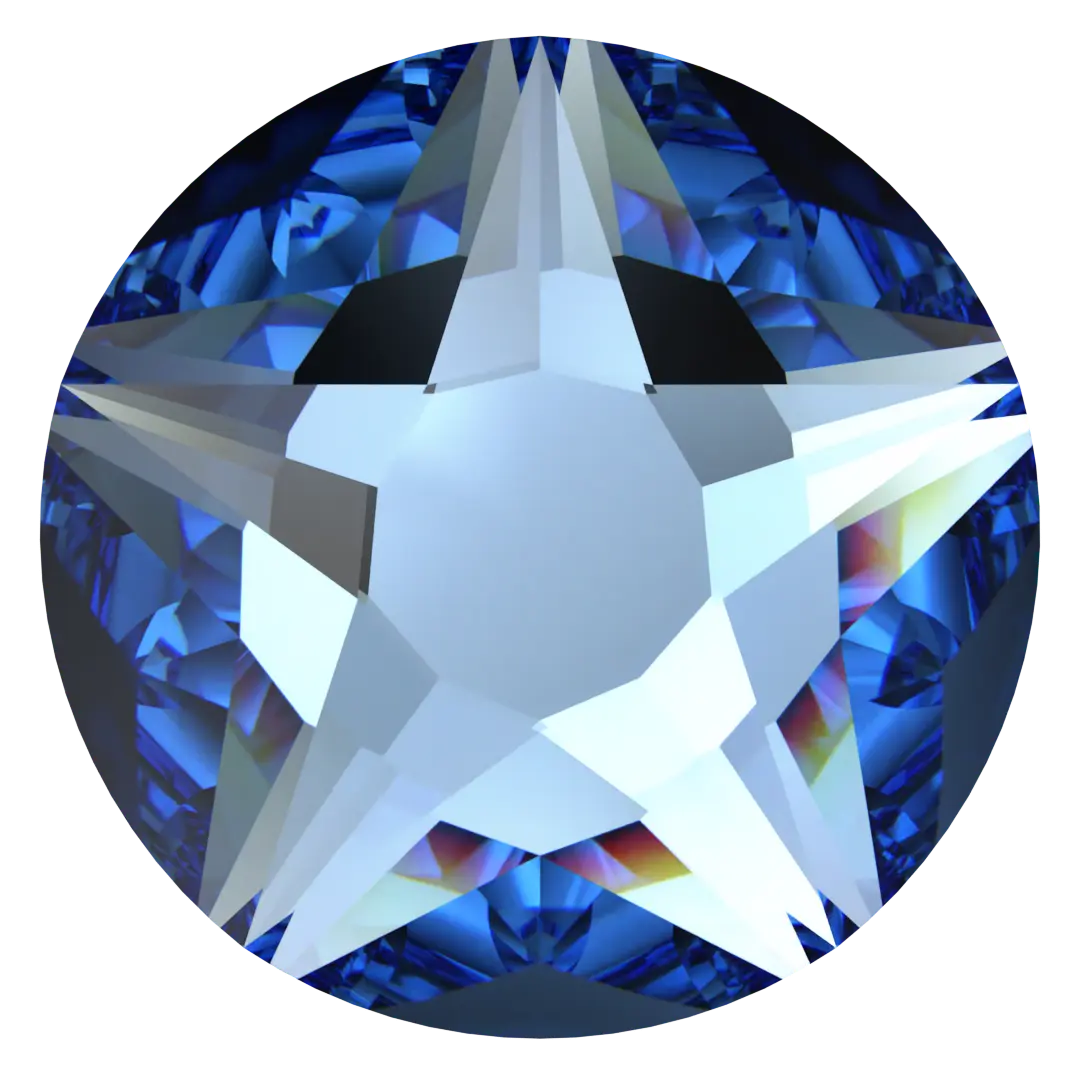 Swarovski Flat Back Crystals Non Hotfix Xirius Star Rose (2100) Recreated Ice Blue - Bluestreak Crystals