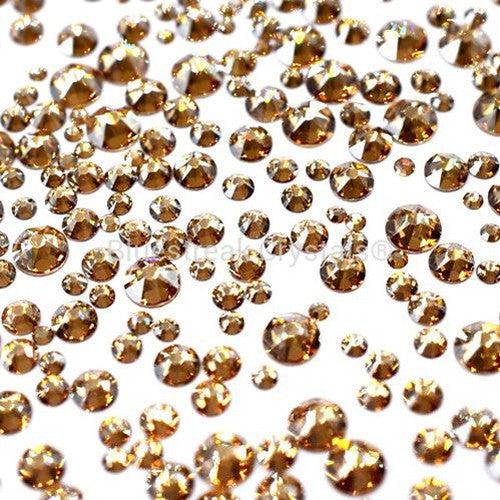 Swarovski Flat Back Crystals Rhinestones Non Hotfix (2000, 2058 & 2088) Crystal Golden Shadow-Swarovski Flatback Rhinestones Crystals (Non Hotfix)-Small Size Mix (SS3-SS16) - Pack of 300-Bluestreak Crystals