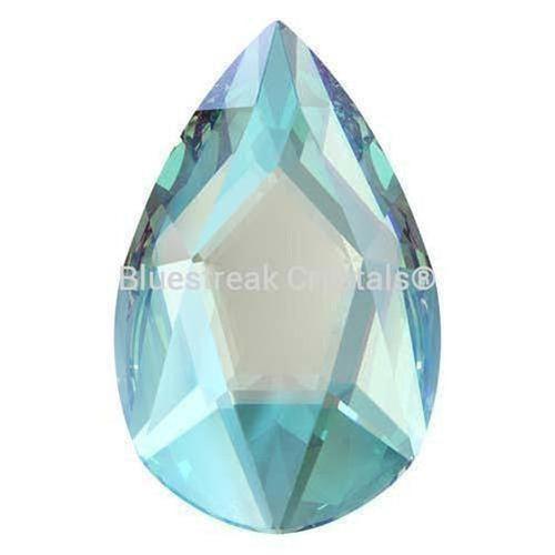 Swarovski Flat Back Crystals Rhinestones Non Hotfix Pear (2303) Aquamarine Shimmer-Swarovski Flatback Rhinestones Crystals (Non Hotfix)-8x5mm - Pack of 10-Bluestreak Crystals