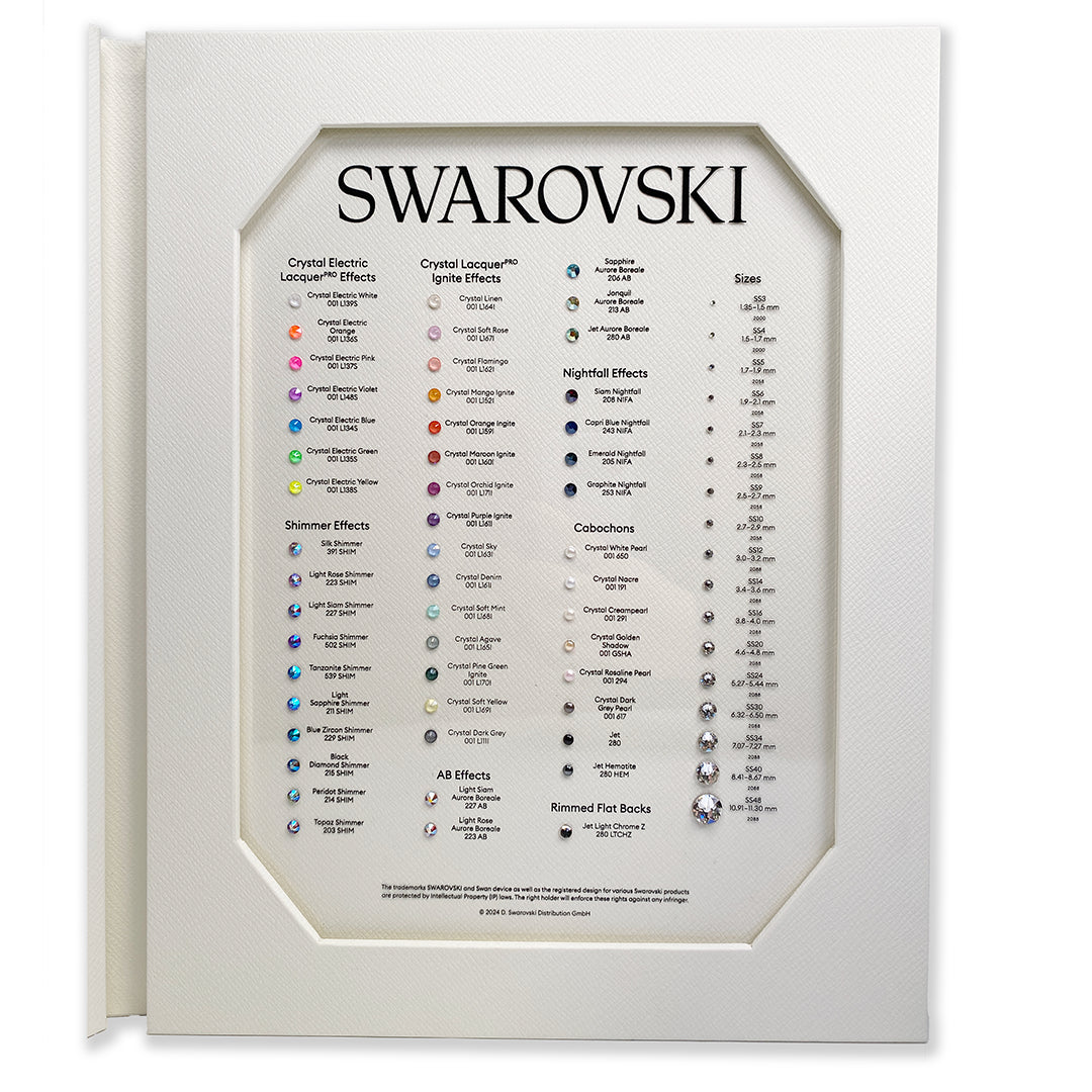 Swarovski Flat Back Rhinestones Luxury Colour Chart Folder - Bluestreak Crystals