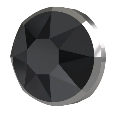 Serinity Hotfix Flat Back Crystals Round Rimmed (2038/I, 2078/I) Jet & Crystal Light Chrome - Bluestreak Crystals