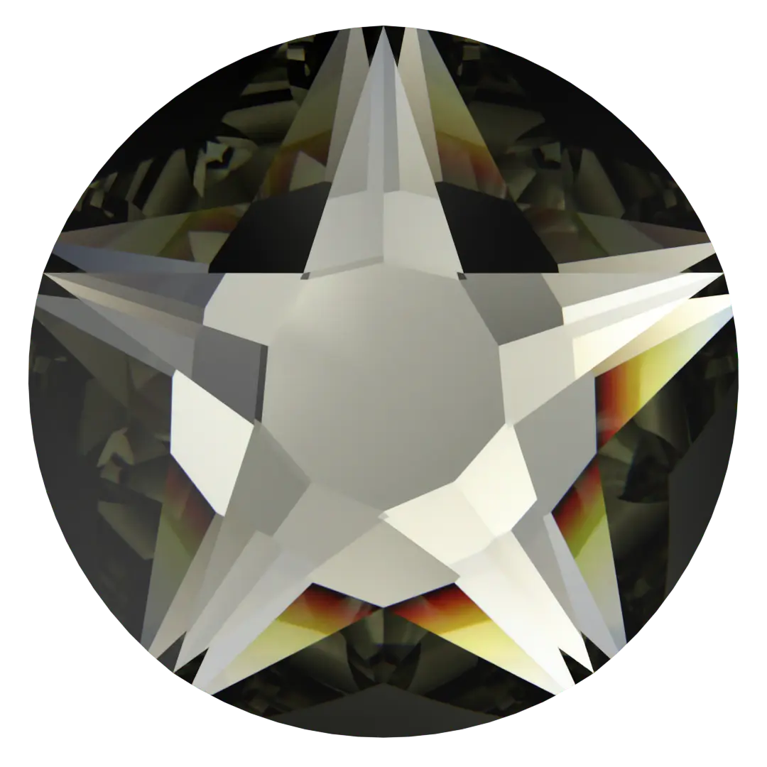 Swarovski Hotfix Flat Back Crystals Xirius Star Rose (2100) Black Diamond - Bluestreak Crystals