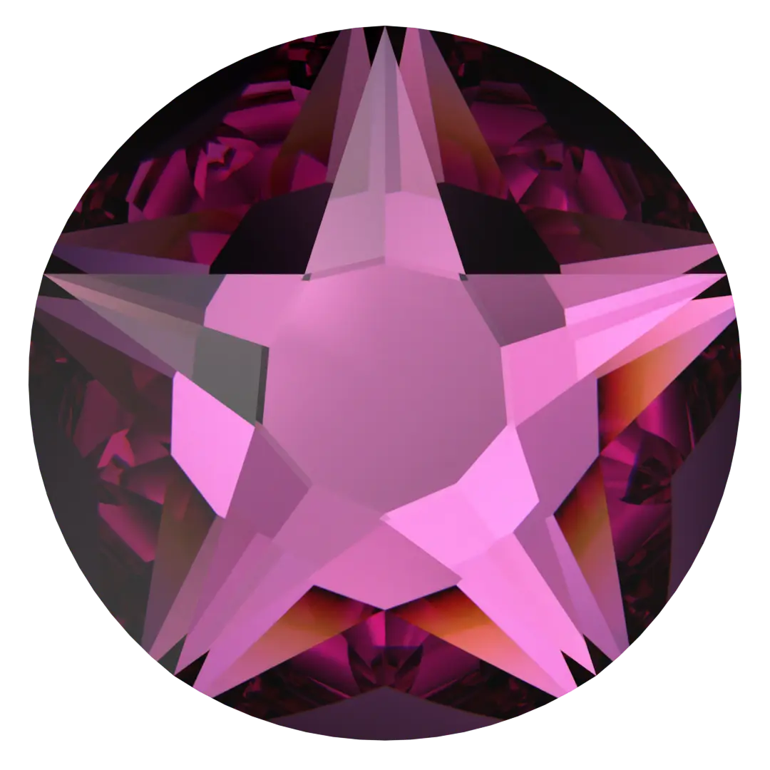 Swarovski Hotfix Flat Back Crystals Xirius Star Rose (2100) Dark Rose - Bluestreak Crystals